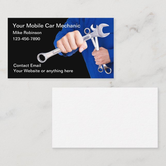 Tarjetas de presentación de mecánico de automóvile (Anverso / Reverso)