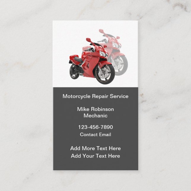 Tarjetas de presentación de mecánico de motociclet (Anverso)