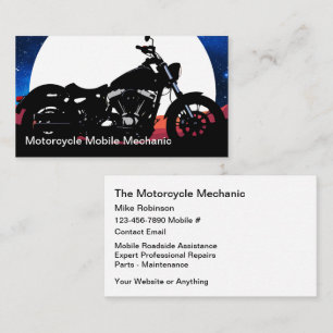 Tarjetas de presentación de mecánico móvil de moto