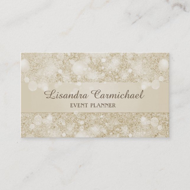 Tarjetas de presentación de Mocha Cream Bokeh Even (Anverso)