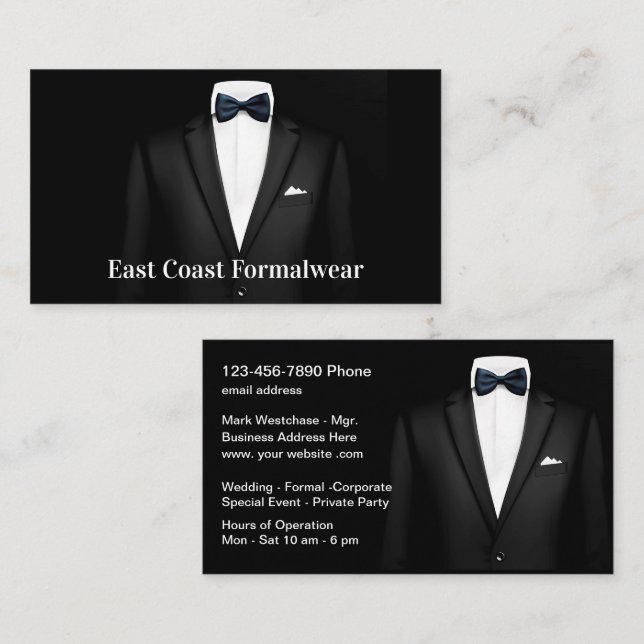 Tarjetas de presentación de moda para alquiler de  (Anverso / Reverso)