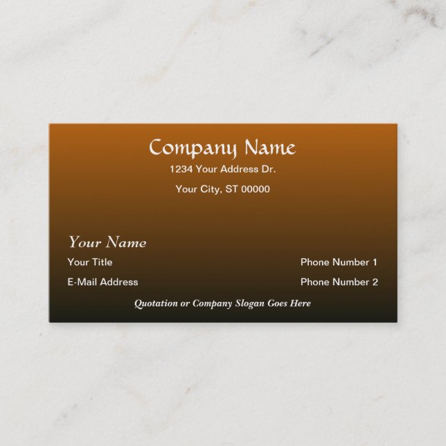 Tarjetas de presentación de Naranja negro quemado  (Anverso)
