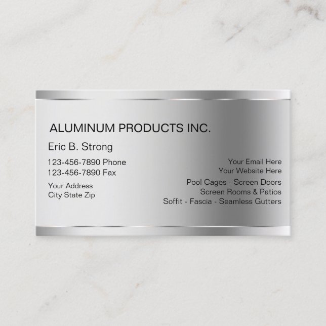 Tarjetas de presentación de negocio de aluminio (Anverso)