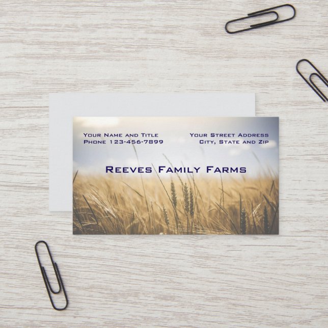 Tarjetas de presentación de negocios agrícolas de  (Anverso/Reverso In Situ)