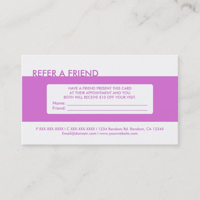 Tarjetas de presentación de negocios de referencia (Anverso)