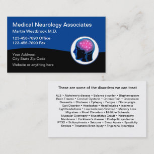 Tarjetas de presentación de neurología médica para