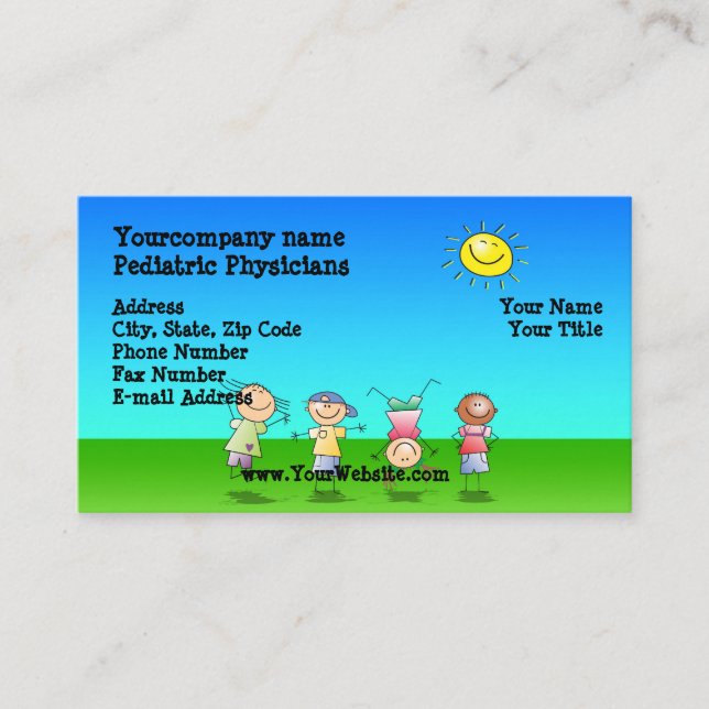 Tarjetas de Presentación de Niños Jugando al Aire  (Anverso)
