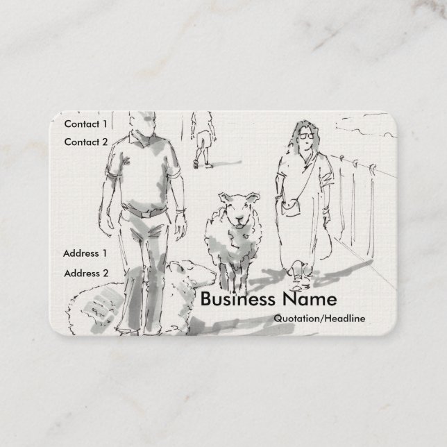 Tarjetas de presentación de ovejas con personas (Anverso)