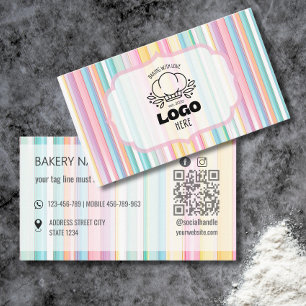 Tarjetas de presentación de panadería con rayas re