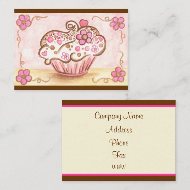 Tarjetas de presentación de panadería de cupcakes  (Anverso / Reverso)