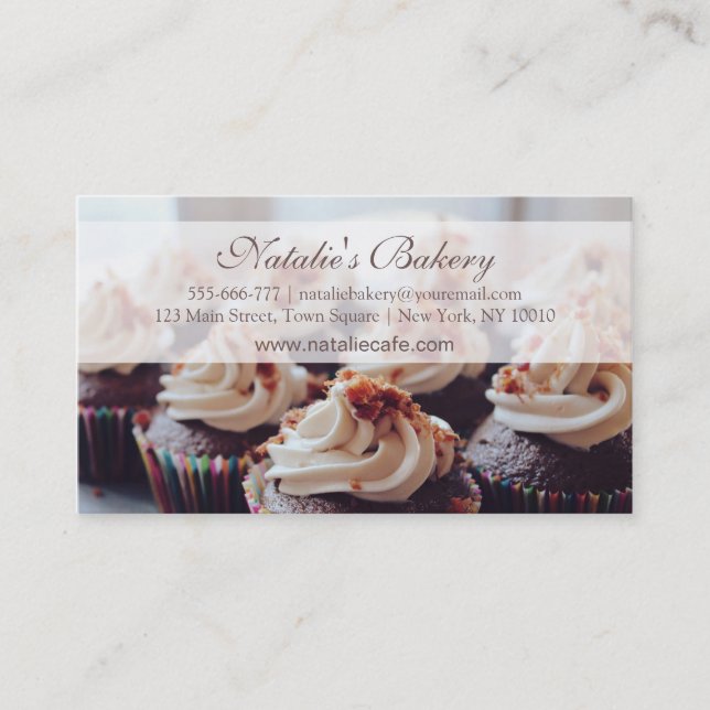 Tarjetas de presentación de panadería de cupcakes  (Anverso)