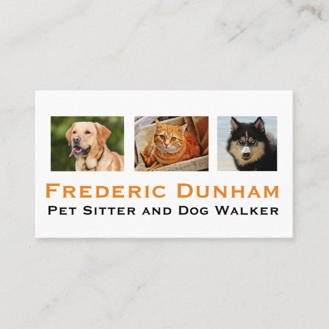 Tarjetas de presentación de paseador de perros y c (Anverso)