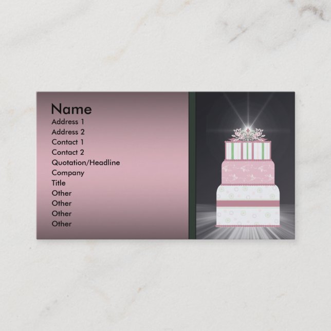 Tarjetas de presentación de Pastel de Boda Rosa y  (Anverso)