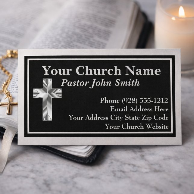 Tarjetas de presentación de pastor de iglesia eleg (Subido por el creador)