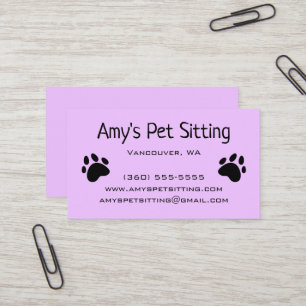Tarjetas de presentación de patas de perro morado