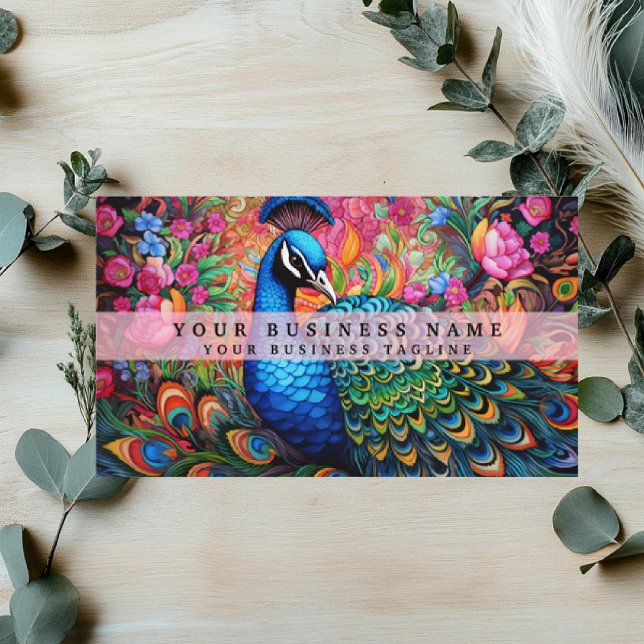 Tarjetas de presentación de pavo real coloridas (Subido por el creador)