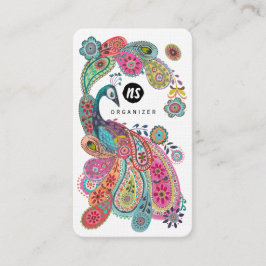 Tarjetas de presentación de pavo real floral de Pa
