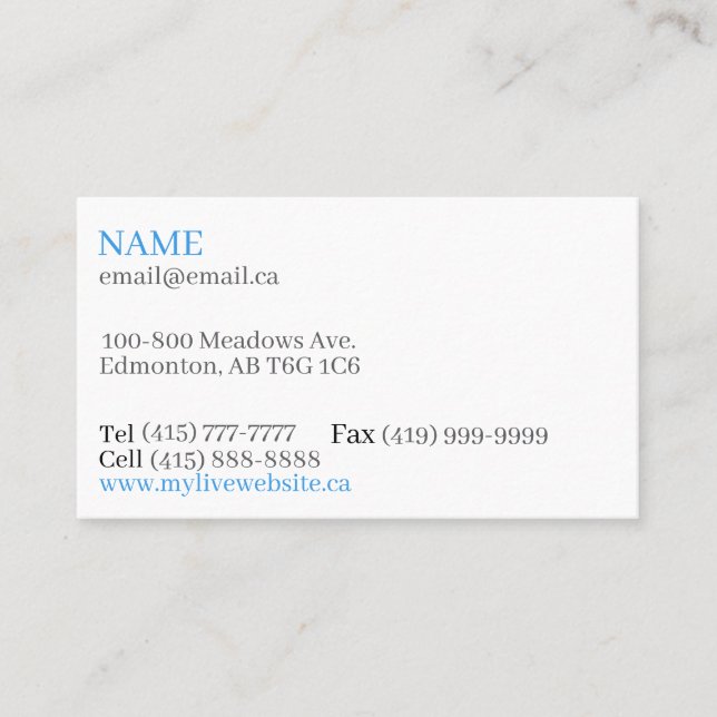 Tarjetas de presentación de personalizable White B (Anverso)