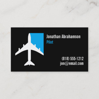 Tarjetas de presentación de piloto de avión negro