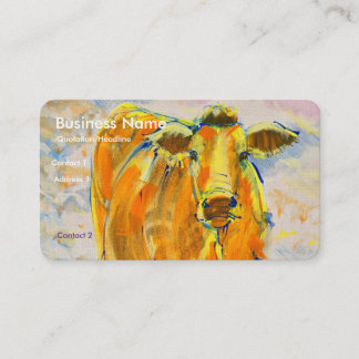 Tarjetas de presentación de pintura de vaca naranj