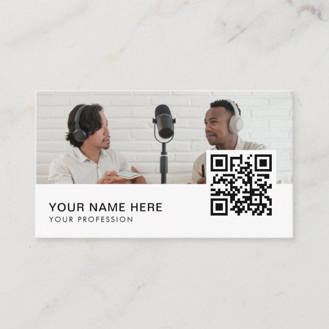 tarjetas de presentación de podcast Código QR (Anverso)