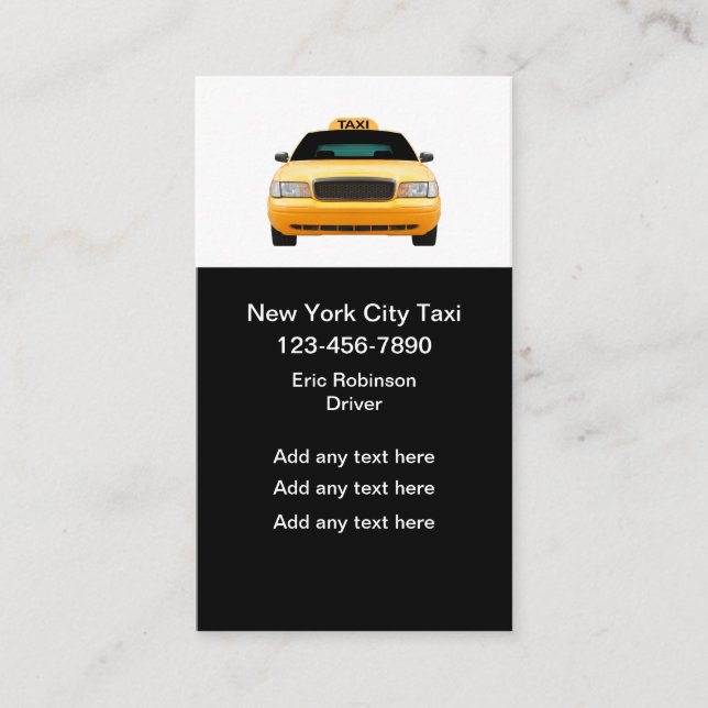 Tarjetas de presentación de presupuesto para taxis (Anverso)