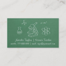Tarjetas de presentación de profesor de ciencias d
