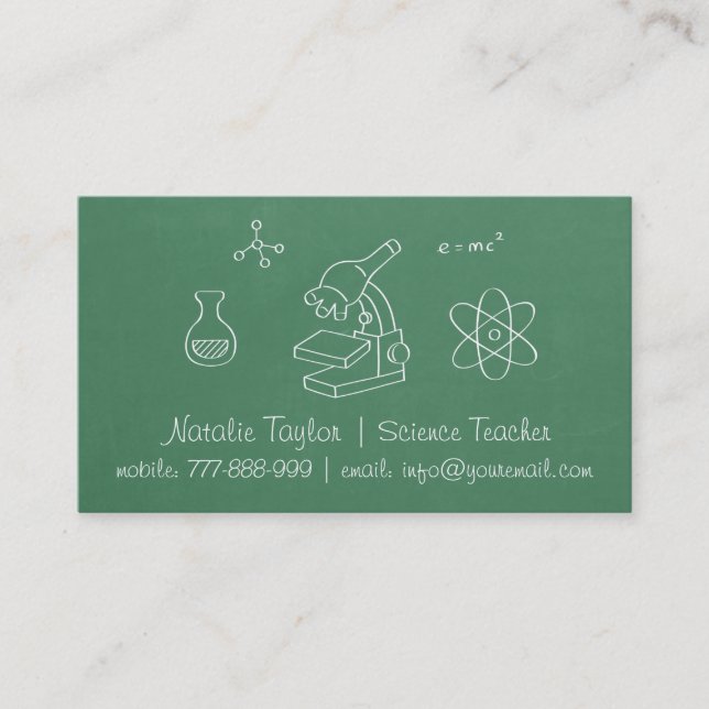 Tarjetas de presentación de profesor de ciencias d (Anverso)