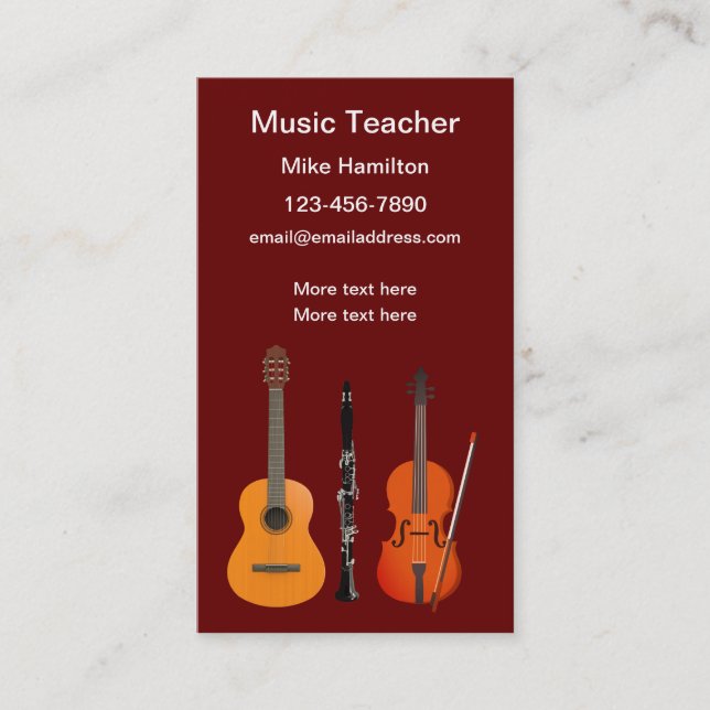 Tarjetas de presentación de profesor de clases de  (Anverso)