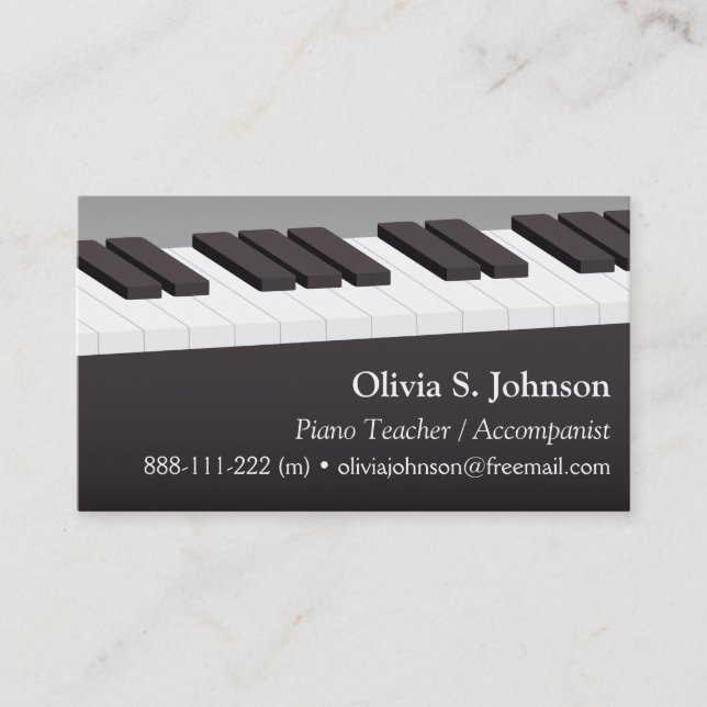 Tarjetas de presentación de profesor de música de  (Anverso)