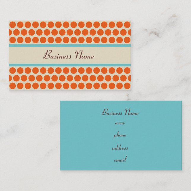 Tarjetas de presentación de puntos polka naranja t (Anverso / Reverso)
