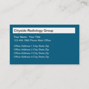 Tarjetas de presentación de radiología en varias u