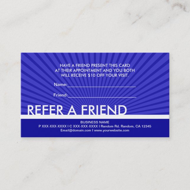 Tarjetas de presentación de ráfaga de franja azul  (Anverso)