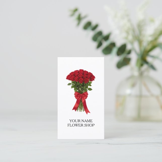 Tarjetas de presentación de ramo de flores de rosa (Anverso de pie)