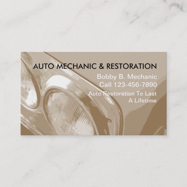 Tarjetas de presentación de restauración de automó (Anverso)