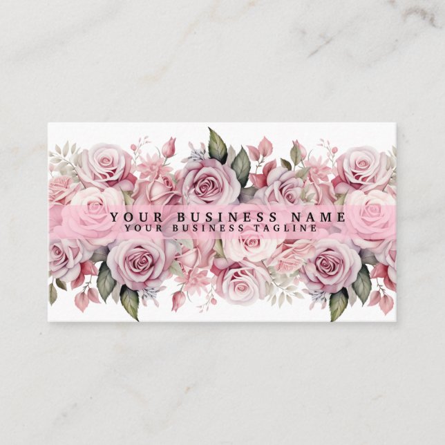 Tarjetas de presentación de rosas acuarela rosa ru (Anverso)