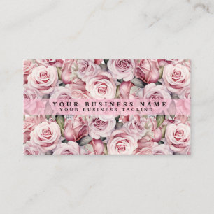 Tarjetas de presentación de rosas de acuarela rosa