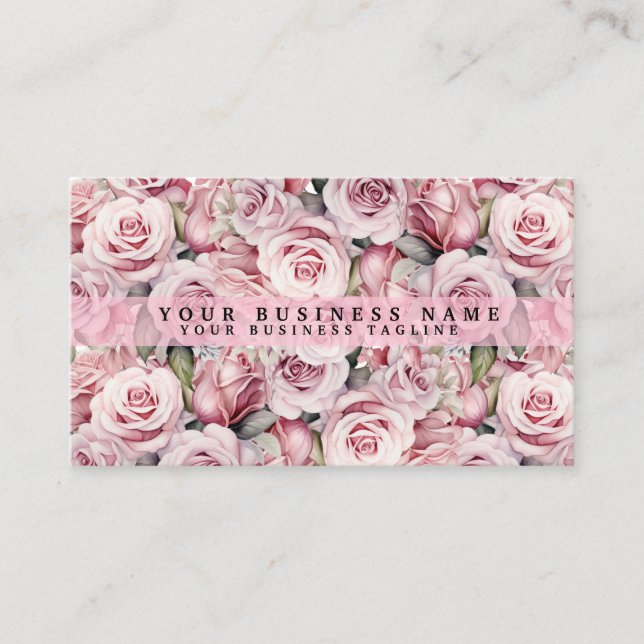 Tarjetas de presentación de rosas de acuarela rosa (Anverso)