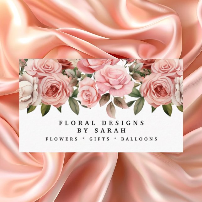 Tarjetas de presentación de rosas rosadas elegante (Subido por el creador)