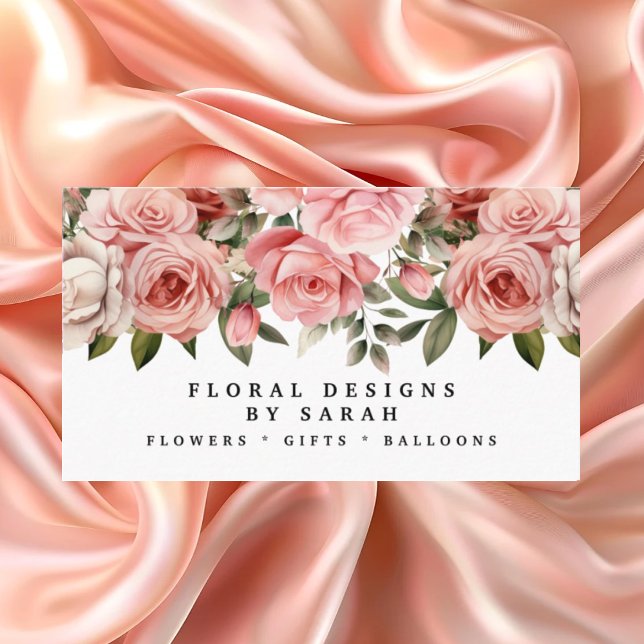 Tarjetas de presentación de rosas rosadas elegante (Subido por el creador)