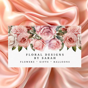 Tarjetas de presentación de rosas rosadas elegante