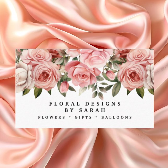 Tarjetas de presentación de rosas rosadas elegante (Subido por el creador)