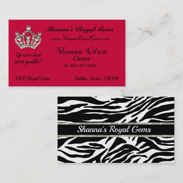 Tarjetas de presentación de "Royal Gems" Tiara (Anverso / Reverso)