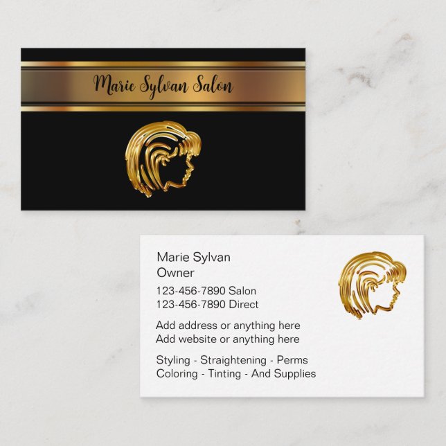Tarjetas de presentación de salón de belleza elega (Anverso / Reverso)