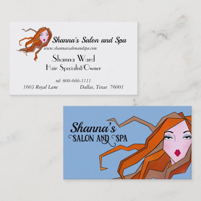 Tarjetas de presentación de Salon/Spa/Belleza Diva (Anverso / Reverso)