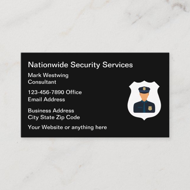 Tarjetas de presentación de Security Guard (Anverso)