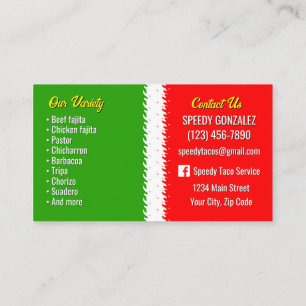 Tarjetas de presentación de servicio de catering d