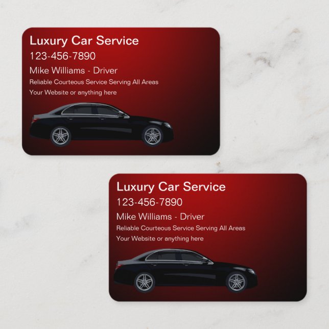 Tarjetas de presentación de servicio de coche de l (Anverso / Reverso)
