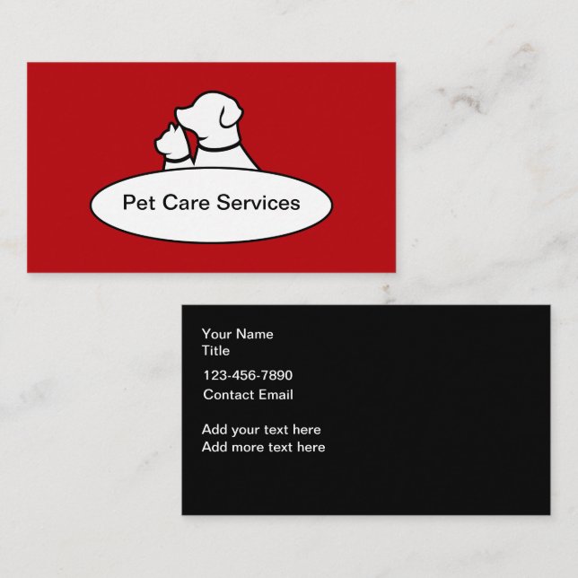 Tarjetas de presentación de servicio de mascotas p (Anverso / Reverso)
