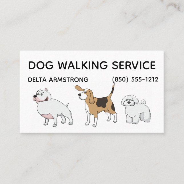 Tarjetas de presentación de servicio de paseo de p (Anverso)